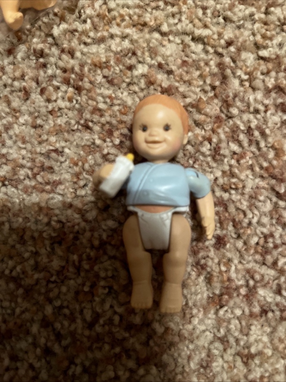 Fisher Price Loving Family Dollhouse Baby Boy Twin Doll Blue Bottle Diaper 1998